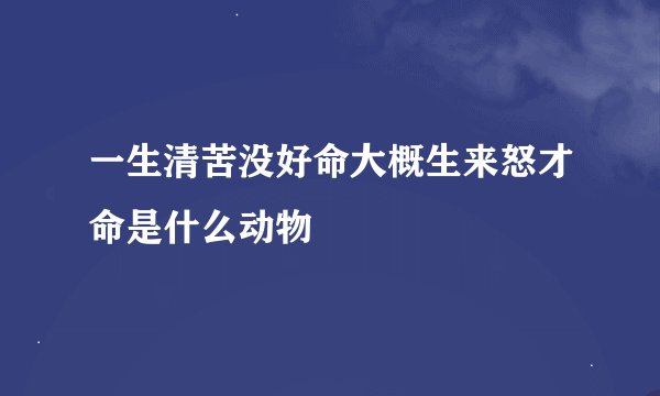 一生清苦没好命大概生来怒才命是什么动物