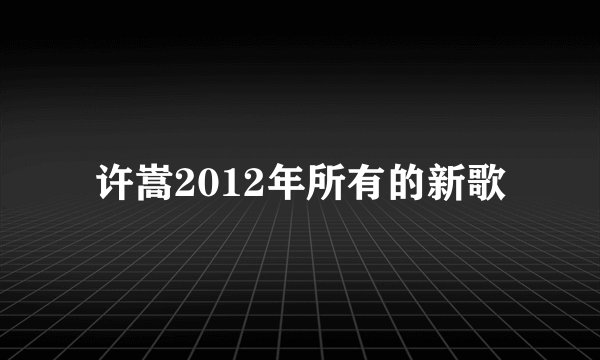 许嵩2012年所有的新歌