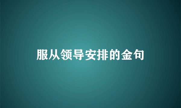 服从领导安排的金句