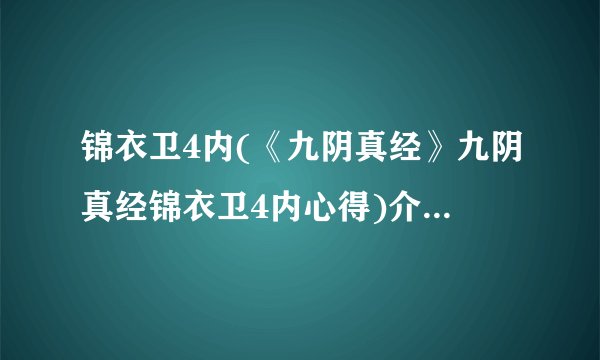 锦衣卫4内(《九阴真经》九阴真经锦衣卫4内心得)介绍_锦衣卫4内(《九阴真经》九阴真经锦衣卫4内心得)是什么