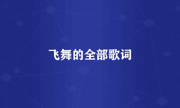 飞舞的全部歌词