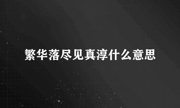 繁华落尽见真淳什么意思