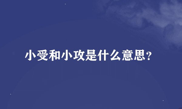 小受和小攻是什么意思?