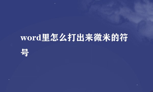 word里怎么打出来微米的符号