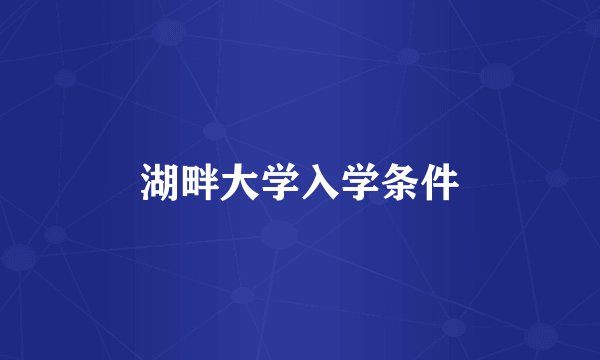 湖畔大学入学条件