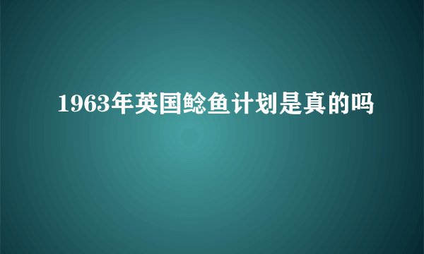 1963年英国鲶鱼计划是真的吗