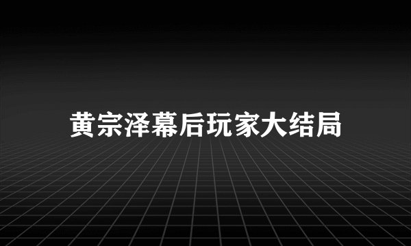 黄宗泽幕后玩家大结局