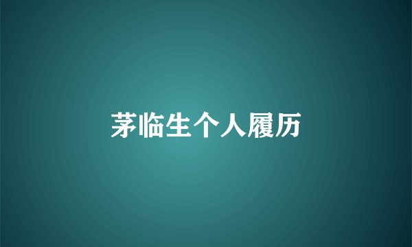 茅临生个人履历
