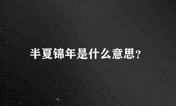 半夏锦年是什么意思？