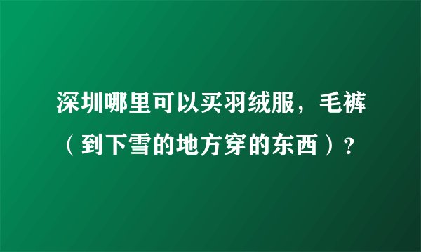 深圳哪里可以买羽绒服，毛裤（到下雪的地方穿的东西）？