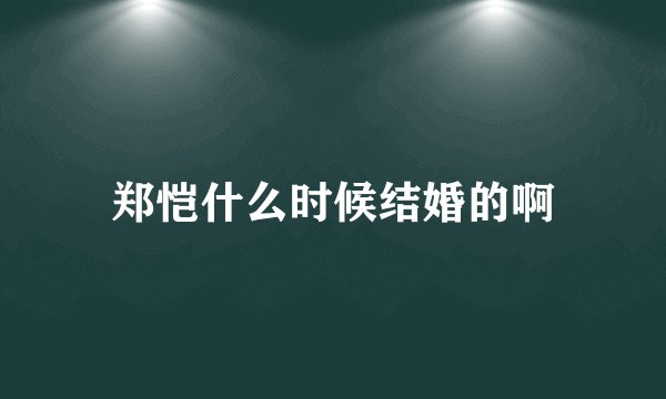 郑恺什么时候结婚的啊