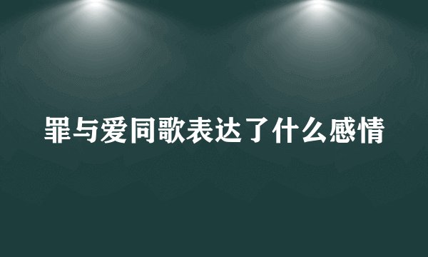 罪与爱同歌表达了什么感情