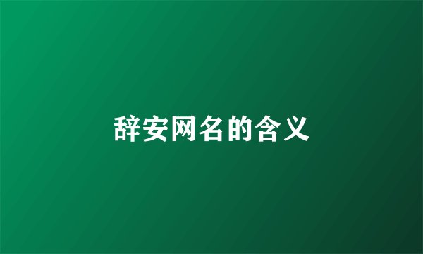 辞安网名的含义
