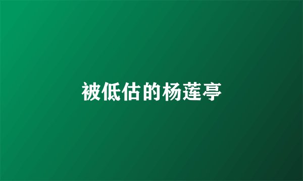 被低估的杨莲亭