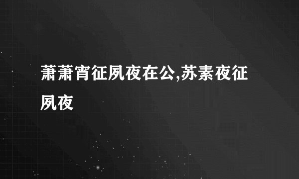 萧萧宵征夙夜在公,苏素夜征夙夜