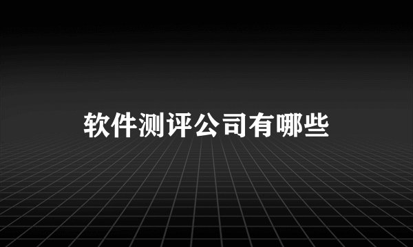软件测评公司有哪些