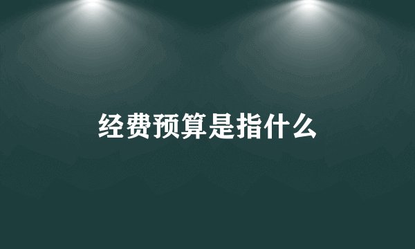 经费预算是指什么