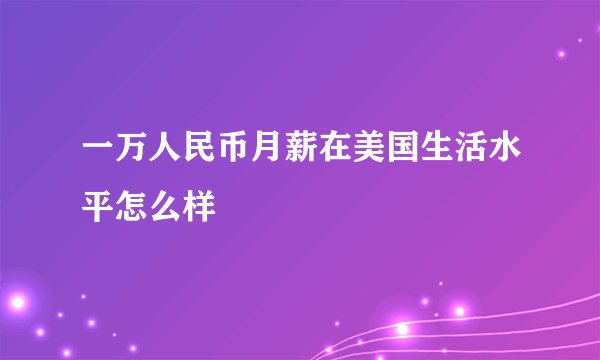 一万人民币月薪在美国生活水平怎么样