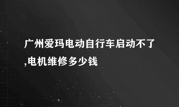 广州爱玛电动自行车启动不了,电机维修多少钱