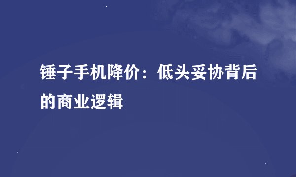 锤子手机降价：低头妥协背后的商业逻辑
