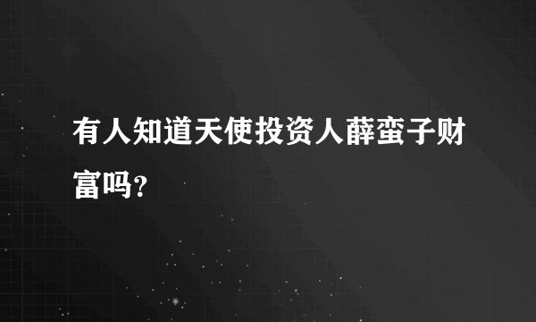 有人知道天使投资人薛蛮子财富吗？