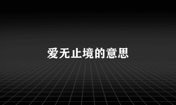 爱无止境的意思