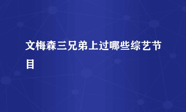 文梅森三兄弟上过哪些综艺节目