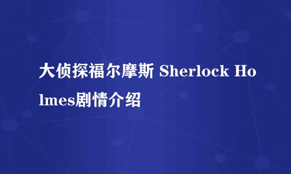 大侦探福尔摩斯 Sherlock Holmes剧情介绍