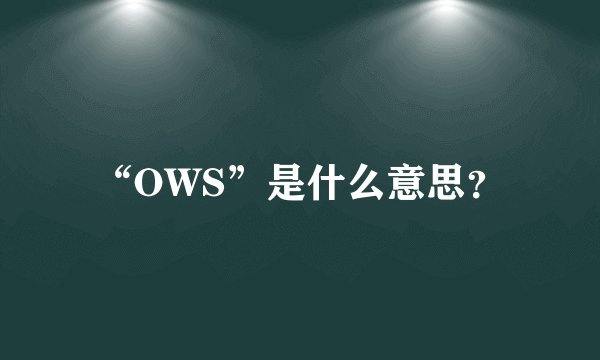 “OWS”是什么意思？