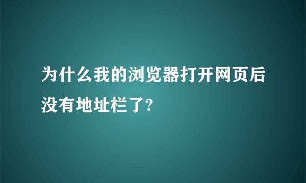 为什么我的浏览器打开网页后没有地址栏了?