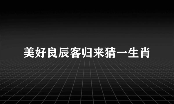 美好良辰客归来猜一生肖