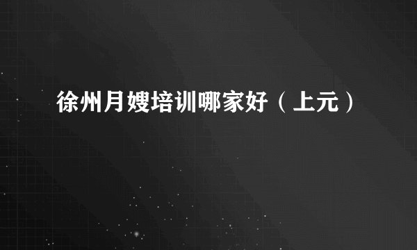 徐州月嫂培训哪家好（上元）