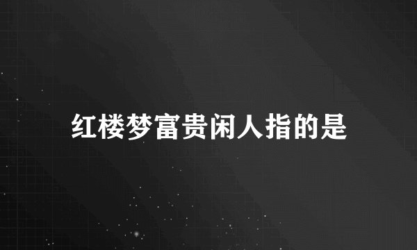 红楼梦富贵闲人指的是