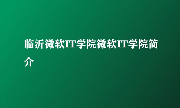临沂微软IT学院微软IT学院简介
