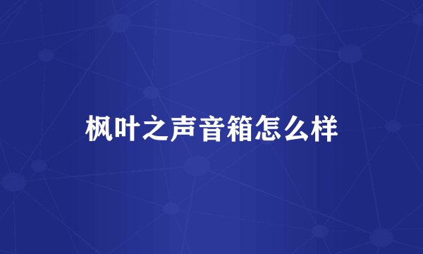 枫叶之声音箱怎么样
