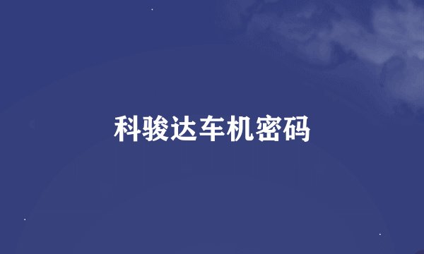 科骏达车机密码