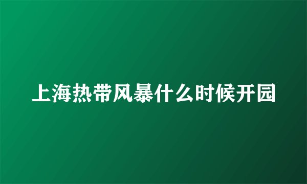 上海热带风暴什么时候开园