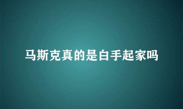 马斯克真的是白手起家吗