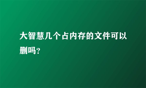 大智慧几个占内存的文件可以删吗?