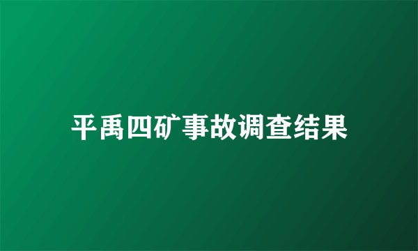 平禹四矿事故调查结果