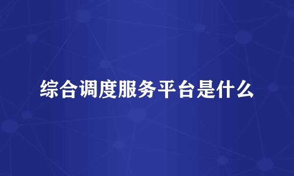 综合调度服务平台是什么