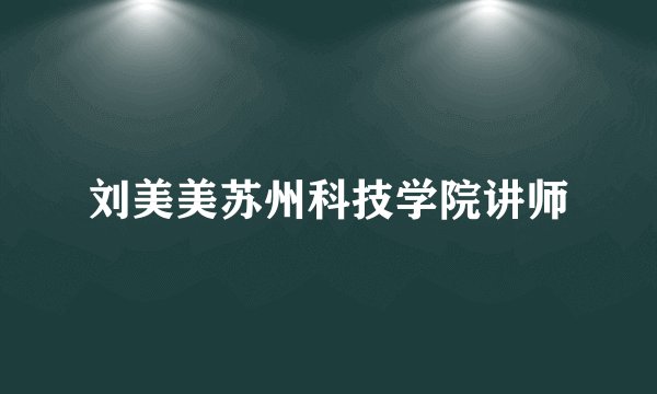 刘美美苏州科技学院讲师
