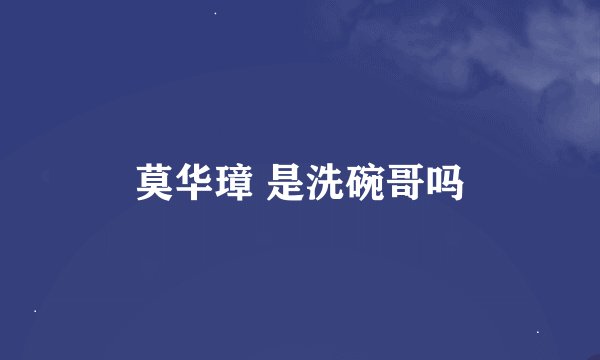 莫华璋 是洗碗哥吗