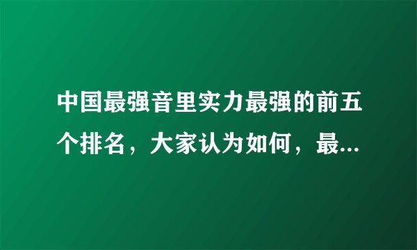 中国最强音里实力最强的前五个排名，大家认为如何，最好给点自己的见解。呵呵。