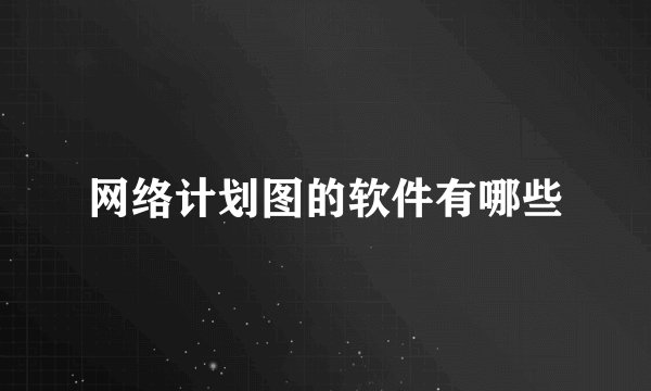 网络计划图的软件有哪些