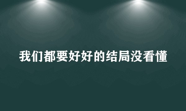 我们都要好好的结局没看懂