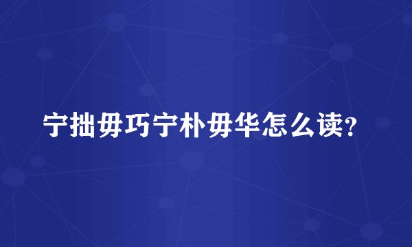 宁拙毋巧宁朴毋华怎么读？