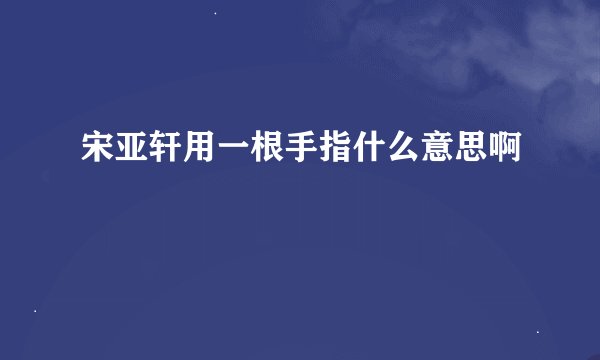 宋亚轩用一根手指什么意思啊