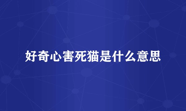 好奇心害死猫是什么意思