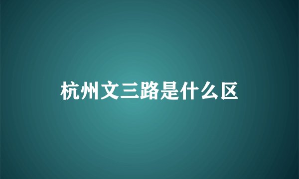 杭州文三路是什么区